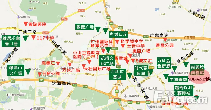 (科学城板块现有楼盘等配套一览)图片