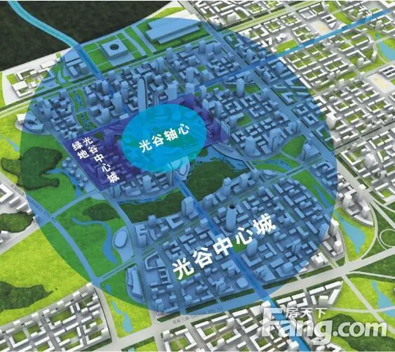 两大轴线的相交,给予绿地光谷中心城天时地利的城市红利,而这座406米